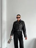 Siyah Dexter Kısa Salaş Deri Ceket - 4