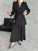 Siyah Elegant Kuşaklı Ceket - 2
