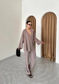 Vizon Kruvaze Pamuklu Kimono Pantolon Takım - 6