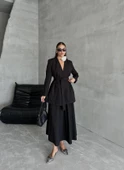 Siyah Elegant Kuşaklı Ceket - 6