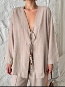 Vizon Boncuklu Kimono Keten Takım - 4