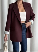Mürdüm Kolu Katlamalı Blazer Ceket - 2