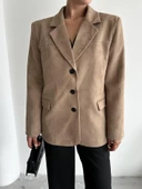 Bej Latte Kemik Düğmeli Süet Ceket - 2