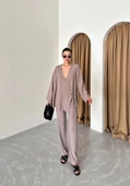 Vizon Kruvaze Pamuklu Kimono Pantolon Takım - 7