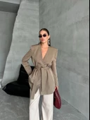 Haki Elegant Kuşaklı Ceket - 2