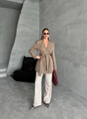 Haki Elegant Kuşaklı Ceket - 5