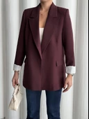 Mürdüm Kolu Katlamalı Blazer Ceket - 3