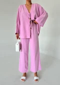 Pembe Boncuklu Kimono Keten Takım - 2