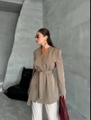 Haki Elegant Kuşaklı Ceket - 3