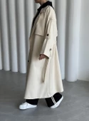 Taş Lucky Düğme Detaylı Oversize Trençkot - 4