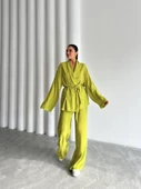 Fıstık Şal Yaka Kimono Pantolon Takım - 6