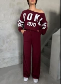 Bordo Brooklyn 1970 Baskılı Eşofman Takımı - 1