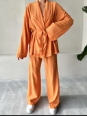 Turuncu Şal Yaka Kimono Pantolon Takım - 2