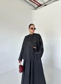 Siyah Yarasa Kol Gömlek Pantolon Takım - 3