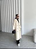 Taş Lucky Düğme Detaylı Oversize Trençkot - 8