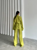 Fıstık Şal Yaka Kimono Pantolon Takım - 8
