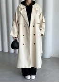 Taş Lucky Düğme Detaylı Oversize Trençkot - 2