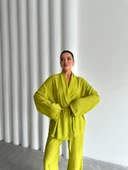 Fıstık Şal Yaka Kimono Pantolon Takım - 7