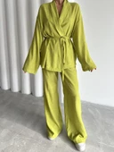 Fıstık Şal Yaka Kimono Pantolon Takım - 1