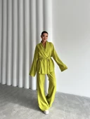 Fıstık Şal Yaka Kimono Pantolon Takım - 5