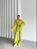 Fıstık Şal Yaka Kimono Pantolon Takım - 4