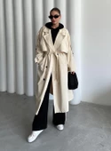 Taş Lucky Düğme Detaylı Oversize Trençkot - 1