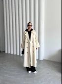Taş Lucky Düğme Detaylı Oversize Trençkot - 5
