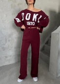 Bordo Brooklyn 1970 Baskılı Eşofman Takımı - 2