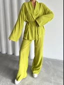 Fıstık Şal Yaka Kimono Pantolon Takım - 2