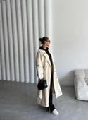 Taş Lucky Düğme Detaylı Oversize Trençkot - 11