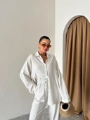 Natural Keten Gömlek Şalvar Pantolon Alt Üst Takım thumbnail 3