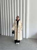 Taş Lucky Düğme Detaylı Oversize Trençkot - 12