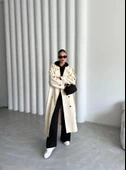 Taş Lucky Düğme Detaylı Oversize Trençkot - 6