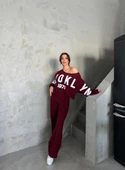 Bordo Brooklyn 1970 Baskılı Eşofman Takımı - 6
