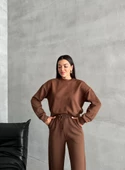 Kahve Sweat Geniş Paçalı Pantolon Takım thumbnail 3