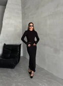 Siyah Slim Esnek Triko Eteklı Takım thumbnail 6