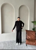 Siyah Clara Çimalı Pantolon Triko Takım - 10