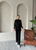 Siyah Clara Çimalı Pantolon Triko Takım - 4