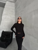 Siyah Slim Esnek Triko Eteklı Takım thumbnail 8