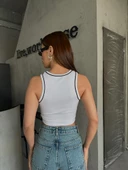 Beyaz Biye Detaylı Nakışlı Atlet - 5