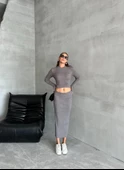 Füme Slim Esnek Triko Eteklı Takım - 7