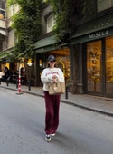 Ekru-Bordo Stockholm Baskılı Şardonlu Eşofman Takımı - 4