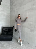 Füme Slim Esnek Triko Eteklı Takım - 8