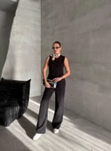 Siyah Camille Klasik Düğmeli Yelek Pantolon Takım - 3