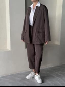 Kahve Holly Cepli Blazer Ceket Pantolon Takım - 3