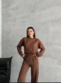 Kahve Sweat Geniş Paçalı Pantolon Takım thumbnail 9