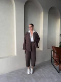 Kahve Holly Cepli Blazer Ceket Pantolon Takım - 6