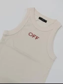 Ekru-Somon Halter Yaka Off Simli Nakışlı Atlet - 3