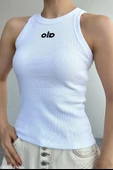 Beyaz Ola Yazılı Halter Yaka Atlet - 1