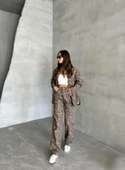 Leopar Desen Ceket-Pantolon Takım - 5
